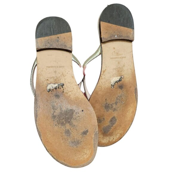 J.CREW FACTORY Women's Easy Metallic Gold Summer Flip-Flops sz 8 - Picture 7 of 10